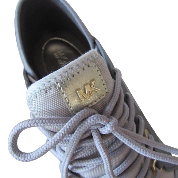 Michael Kors Liv Trainer Platform Wedge Sneakers 9.5 Gray Leather Lace Up - Picture 6 of 10
